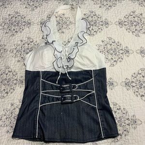 Y2k buckle corset like halter top